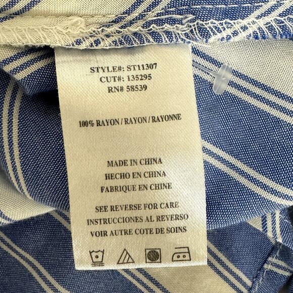 Women's KUT From The Kloth Striped Blouse Jenalee Cross Over Roll Sleeve Top Med - Picture 7 of 9